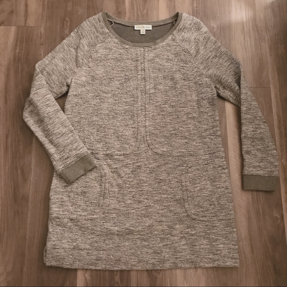 White & Warren long-sleeve heathered gray dress